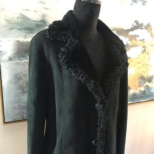 Black Shearling with Persian Lamb Trim